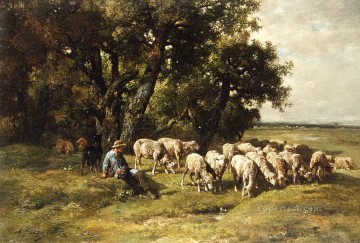 un pastor y su rebaño charles emile jacques Pinturas al óleo